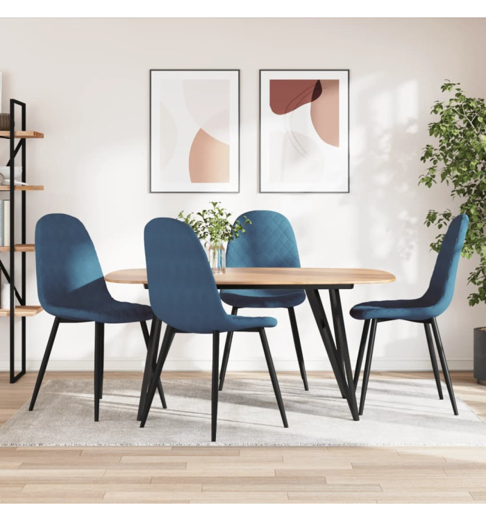 Chaises à manger lot de 4 Bleu Velours | Mobilier & Déco