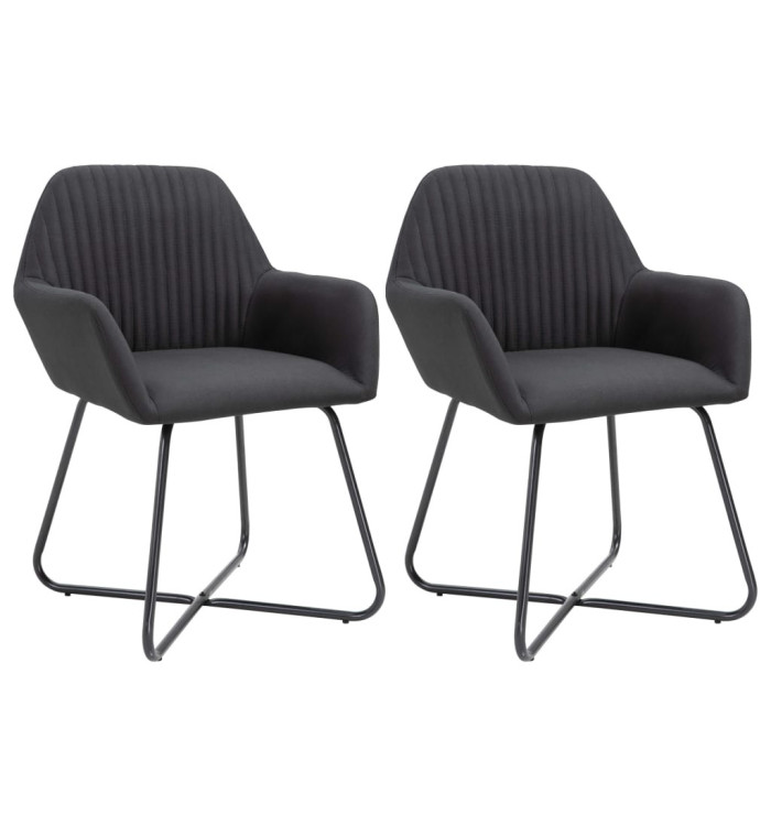 Chaises à manger lot de 2 noir tissu | Mobilier & Déco
