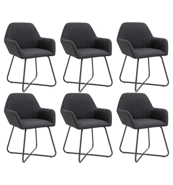 Chaises à manger lot de 6 noir tissu | Mobilier & Déco