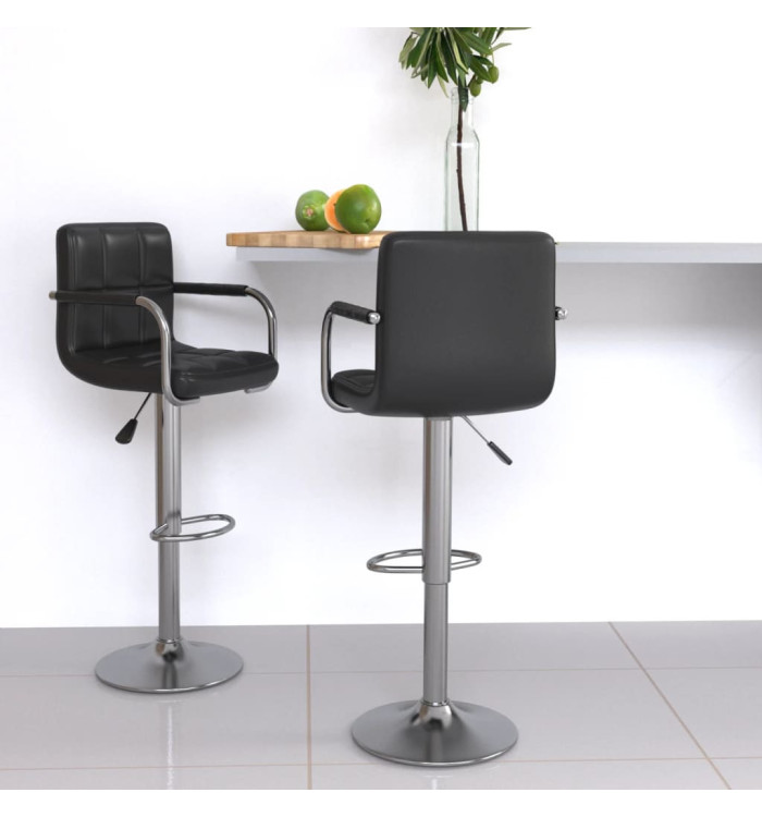 Tabourets de bar lot de 2 noir similicuir | Mobilier & Déco