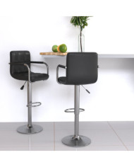 Tabourets de bar lot de 2 noir similicuir | Mobilier & Déco