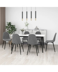 Chaises à manger lot de 6 gris clair velours | Mobilier & Déco