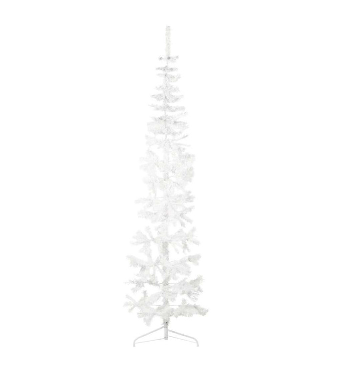 Demi sapin de Noël artificiel mince avec support Blanc 240 cm | Mobilier & Déco
