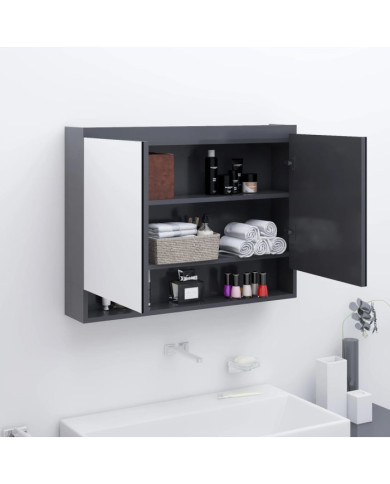 Armoire à miroir de salle de bain 80x15x60 cm MDF Gris | Mobilier & Déco