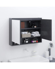 Armoire à miroir de salle de bain 80x15x60 cm MDF Gris | Mobilier & Déco