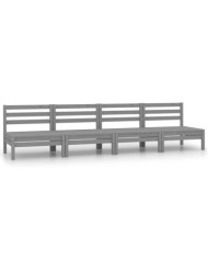 Canapés centraux de jardin 4 pcs Gris Bois de pin massif | Mobilier & Déco