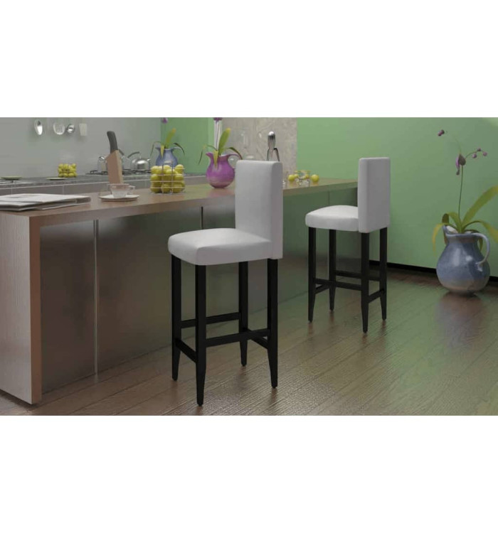 Tabourets de bar lot de 6 blanc similicuir | Mobilier & Déco