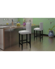 Tabourets de bar lot de 6 blanc similicuir | Mobilier & Déco