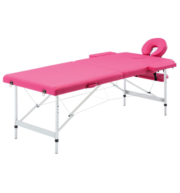 Table de massage pliable 2 zones Aluminium Rose | Mobilier & Déco