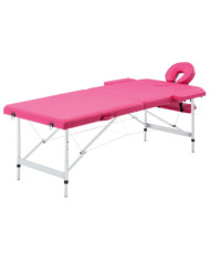 Table de massage pliable 2 zones Aluminium Rose | Mobilier & Déco