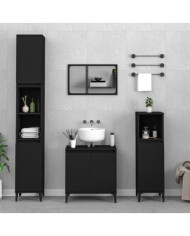 Ensemble de meubles salle de bain 3 pcs noir bois d'ingénierie | Mobilier & Déco