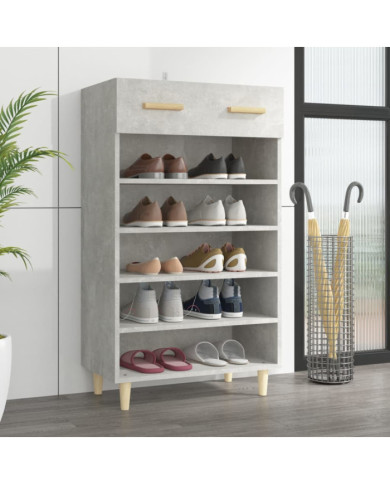 Armoire à chaussures Gris béton 60x35x105 cm Bois d'ingénierie | Mobilier & Déco