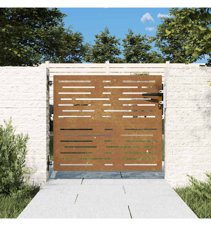 Portail de jardin 85x100 cm acier corten conception de carré | Mobilier & Déco