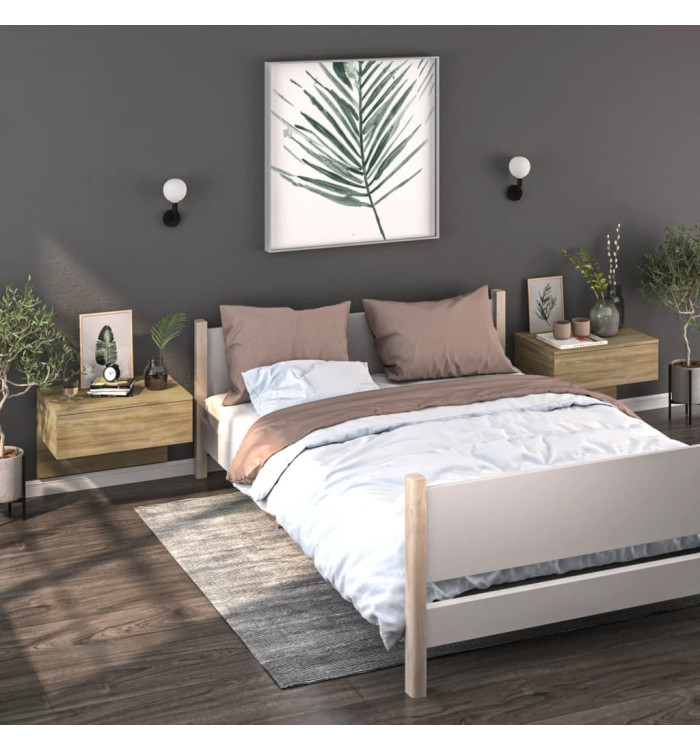 Tables de chevet murales 2 pcs Chêne sonoma | Mobilier & Déco