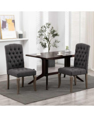 Chaises à manger lot de 2 gris tissu à l'aspect de lin | Mobilier & Déco