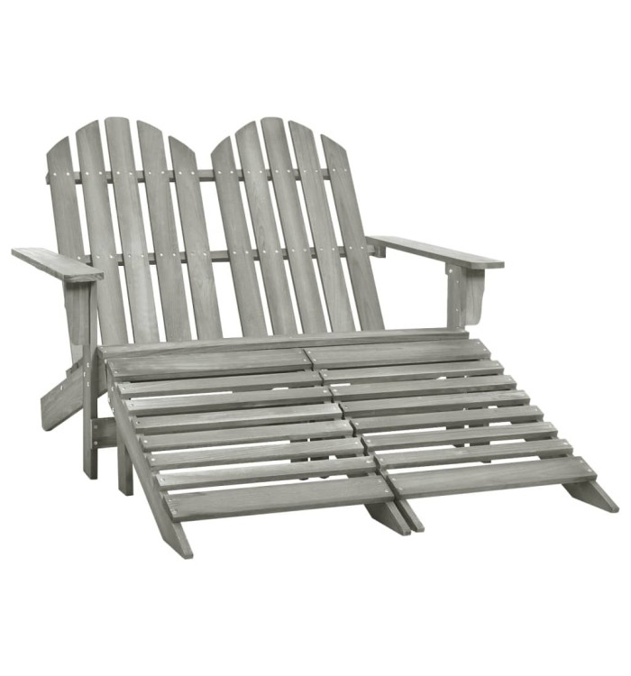 Chaise de jardin Adirondack 2 places et repose-pied sapin gris | Mobilier & Déco