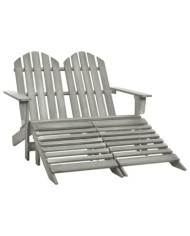 Chaise de jardin Adirondack 2 places et repose-pied sapin gris | Mobilier & Déco