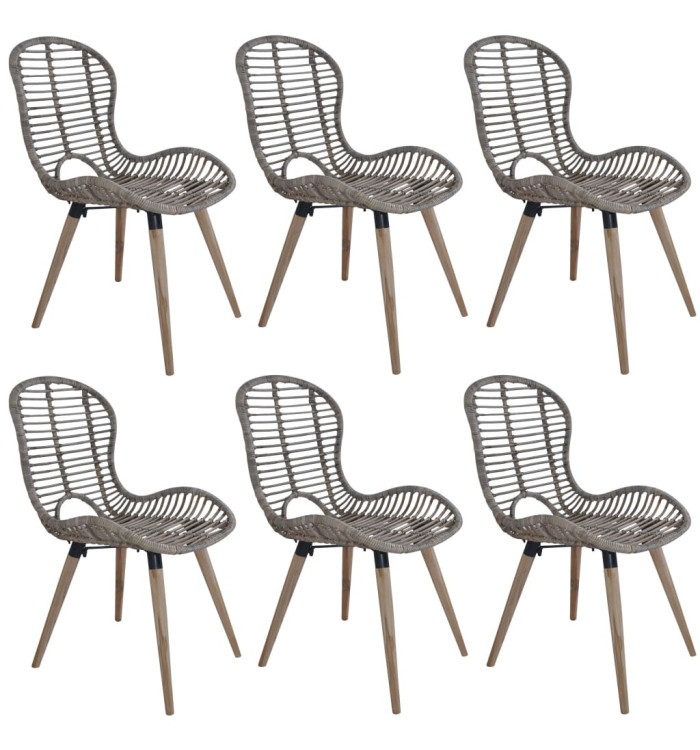 Chaises à manger lot de 6 marron rotin naturel | Mobilier & Déco
