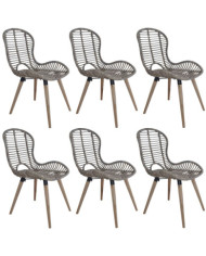 Chaises à manger lot de 6 marron rotin naturel | Mobilier & Déco