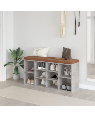 Banc à chaussures Gris béton 103x30x48 cm Bois d'ingénierie | Mobilier & Déco