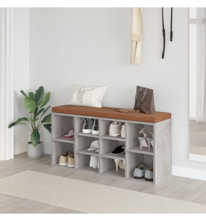 Banc à chaussures Gris béton 103x30x48 cm Bois d'ingénierie | Mobilier & Déco