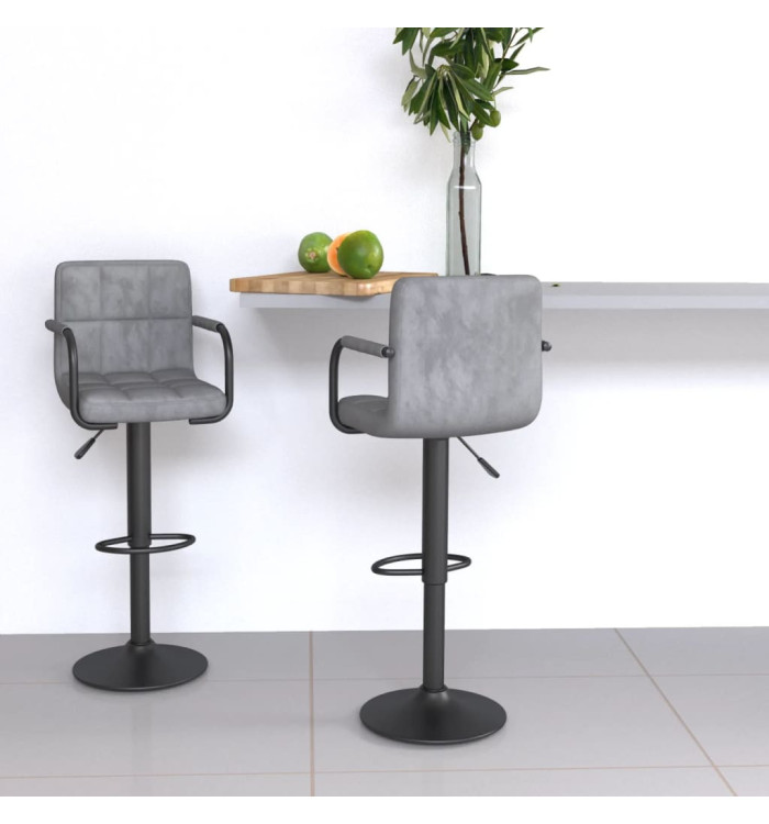 Tabourets de bar lot de 2 gris clair velours | Mobilier & Déco