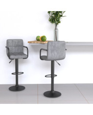Tabourets de bar lot de 2 gris clair velours | Mobilier & Déco