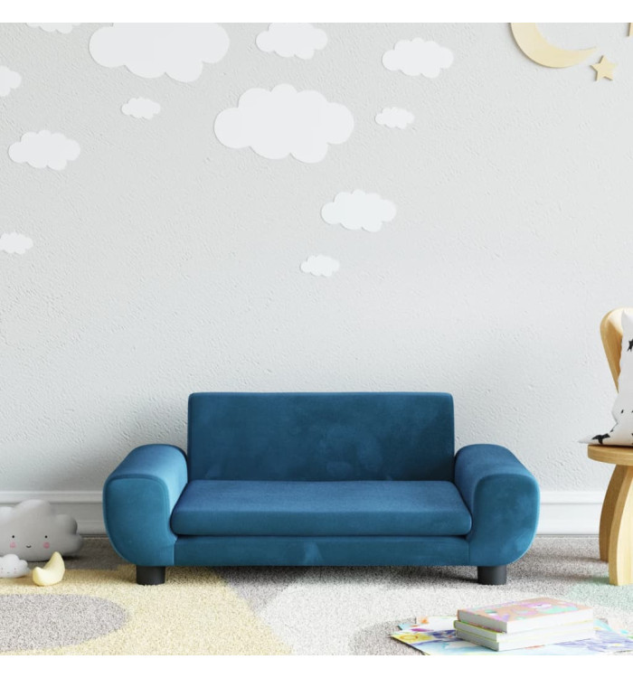 Canapé pour enfants bleu 70x45x33 cm velours | Mobilier & Déco