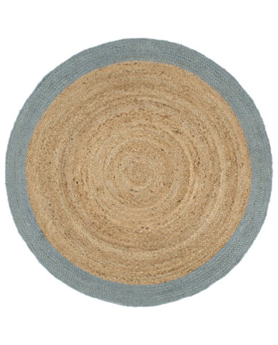 Tapis fait à la main Jute avec bord vert olive 210 cm | Mobilier & Déco
