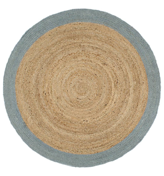 Tapis fait à la main Jute avec bord vert olive 210 cm | Mobilier & Déco