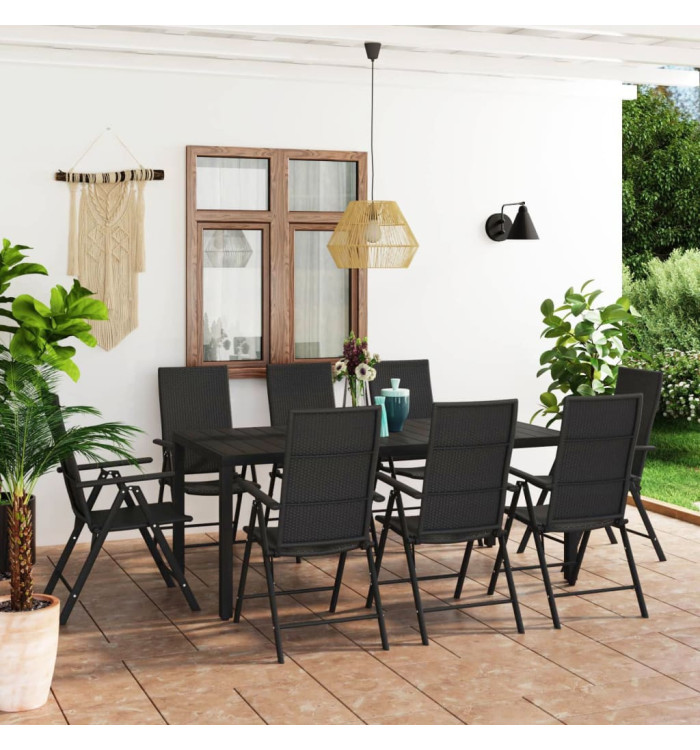 Ensemble à manger de jardin 9 pcs noir | Mobilier & Déco