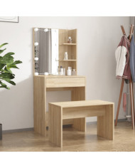 Ensemble de coiffeuse avec LED Chêne sonoma Bois d'ingénierie | Mobilier & Déco