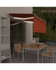 Auvent automatique capteur de vent et LED 3x2,5 m Orange marron | Mobilier & Déco
