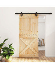 Porte coulissante et kit de quincaillerie 95x210 cm pin massif | Mobilier & Déco