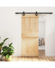 Porte coulissante et kit de quincaillerie 85x210 cm pin massif | Mobilier & Déco