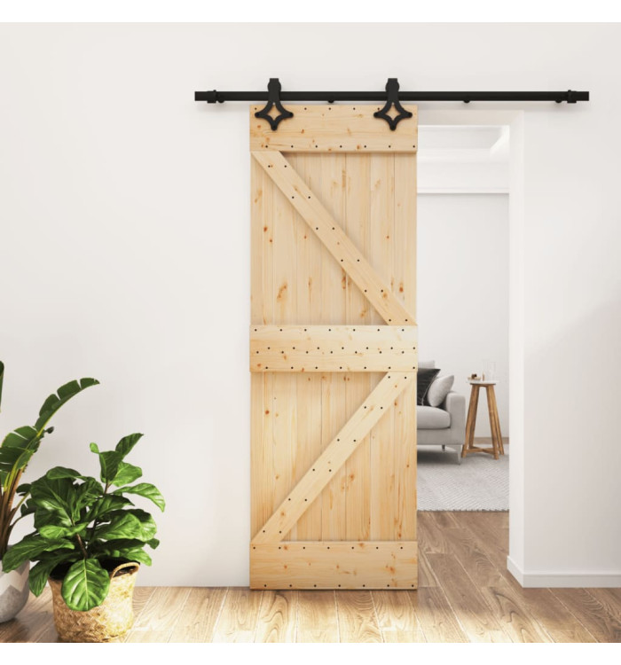 Porte coulissante et kit de quincaillerie 70x210 cm pin massif | Mobilier & Déco