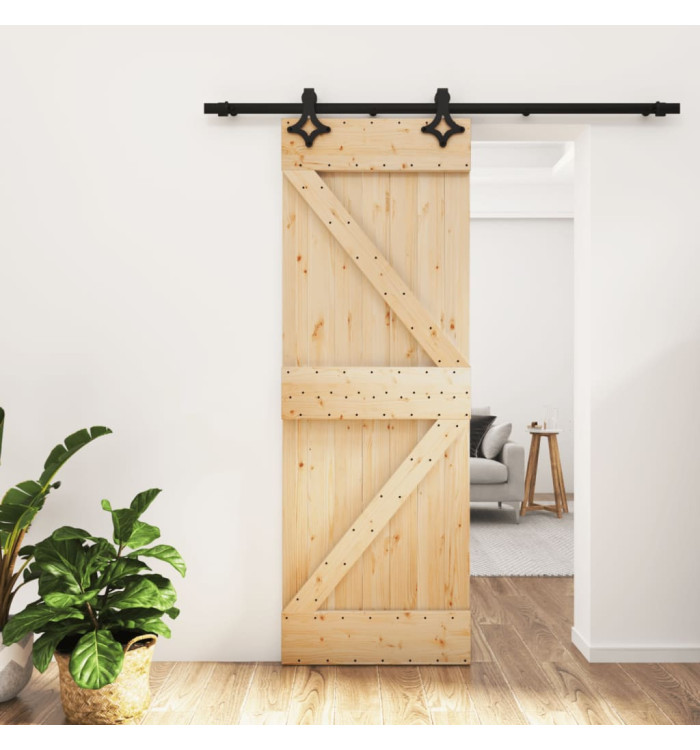 Porte coulissante et kit de quincaillerie 70x210 cm pin massif | Mobilier & Déco