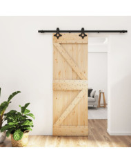 Porte coulissante et kit de quincaillerie 70x210 cm pin massif | Mobilier & Déco
