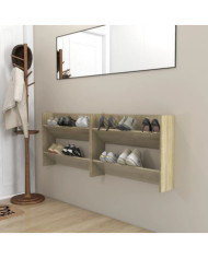Armoires à chaussures murales 2 pcs Chêne Sonoma 80x18x60 cm | Mobilier & Déco