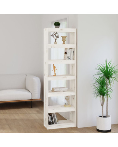Bibliothèque/Séparateur de pièce Blanc 60x30x199,5cm Pin massif | Mobilier & Déco
