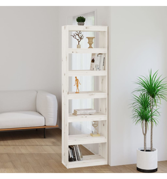 Bibliothèque/Séparateur de pièce Blanc 60x30x199,5cm Pin massif | Mobilier & Déco