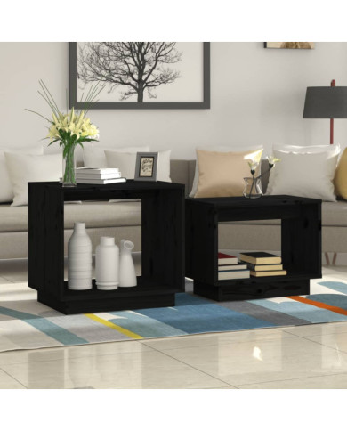 Tables basses gigognes 2 pcs Noir Bois de pin massif | Mobilier & Déco