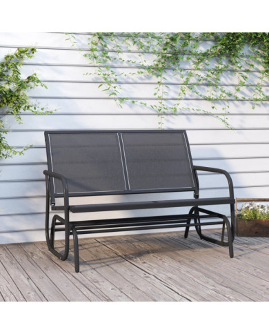 Banc oscillant de jardin noir 120,5x76x86,5 cm textilène/acier | Mobilier & Déco