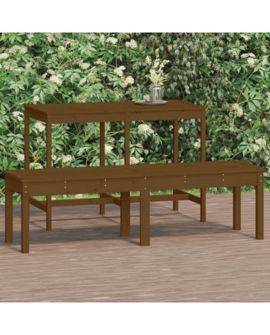 Banc de jardin à 2 places marron miel 159,5x44x45cm bois de pin | Mobilier & Déco