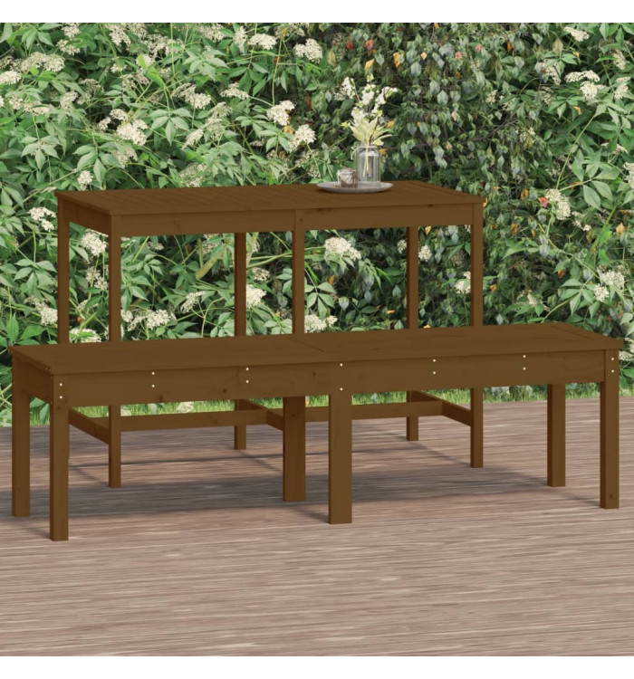Banc de jardin à 2 places marron miel 159,5x44x45cm bois de pin | Mobilier & Déco