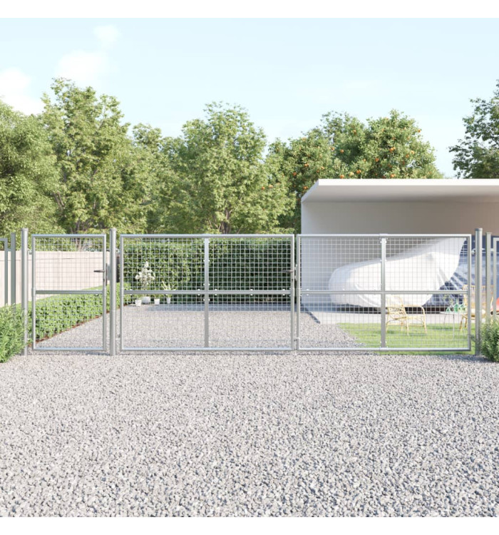 Portal de jardin maille argenté 500x175 cm acier galvanisé | Mobilier & Déco