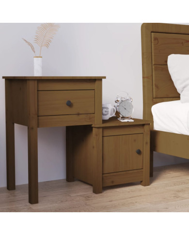 Table de chevet Marron miel 79,5x38x65,5 cm Bois de pin massif | Mobilier & Déco