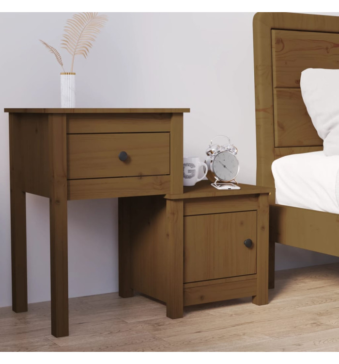 Table de chevet Marron miel 79,5x38x65,5 cm Bois de pin massif | Mobilier & Déco