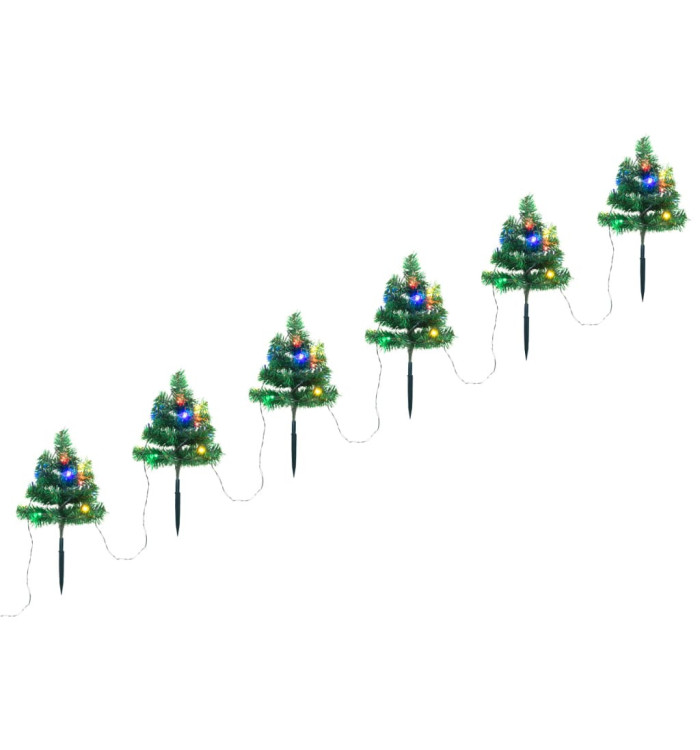 Arbres d'allée de Noël 6 pcs avec LED multicolores 45 cm PVC | Mobilier & Déco