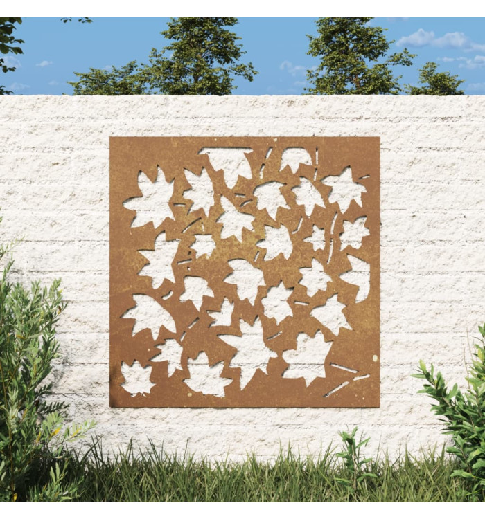 Décoration murale jardin 55x55 cm acier corten design feuille | Mobilier & Déco
